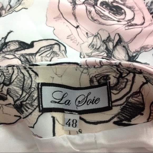 La Soie Womens Pencil Skirt Floral Pink Ivory - Picture 3 of 5